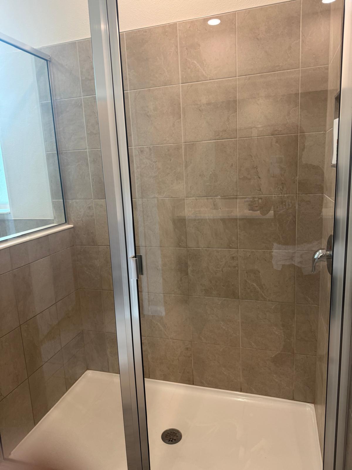 Spotless tiled shower